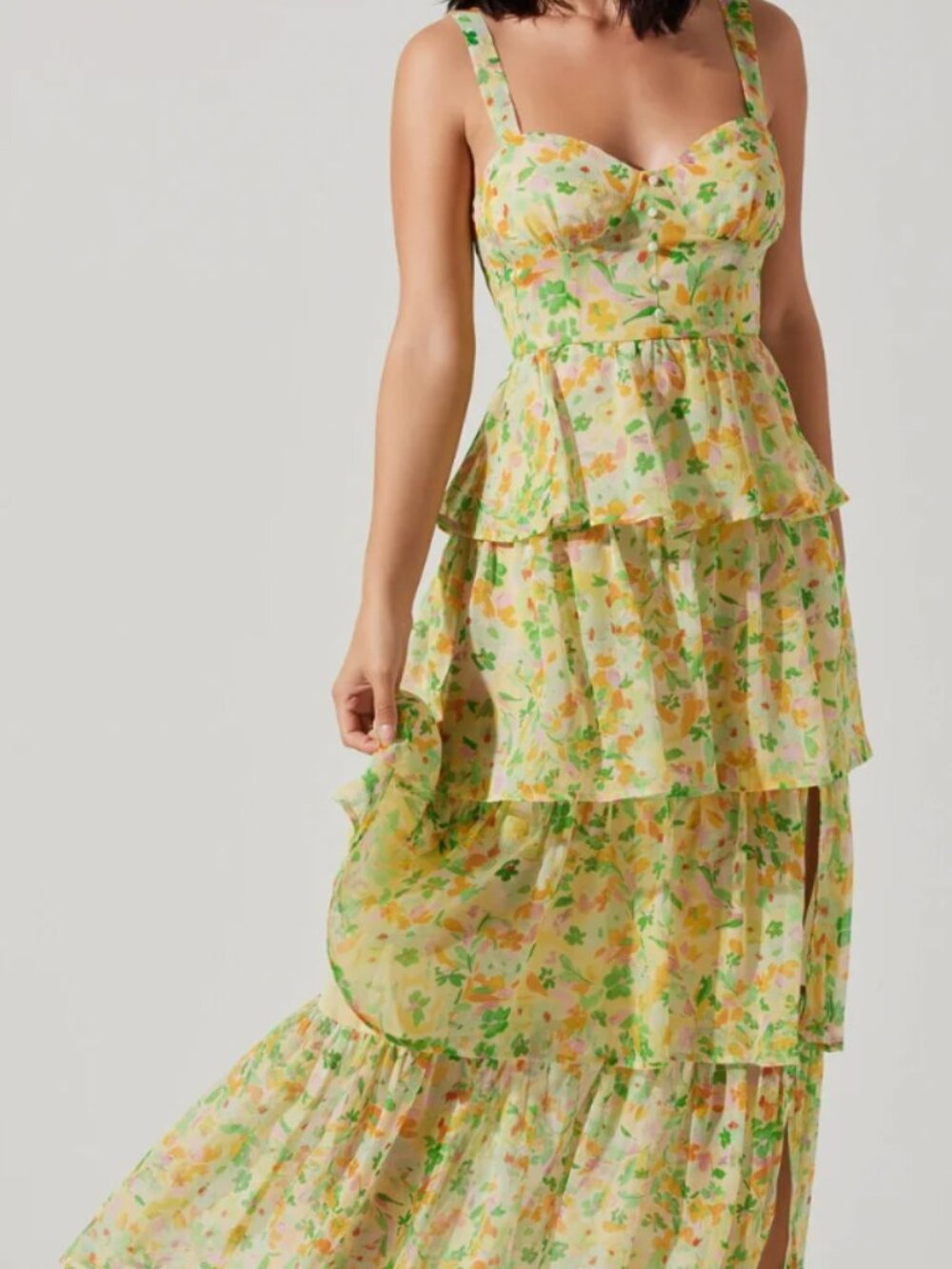 ASTR The Label Midsummer Floral Tiered Maxi Dress - S